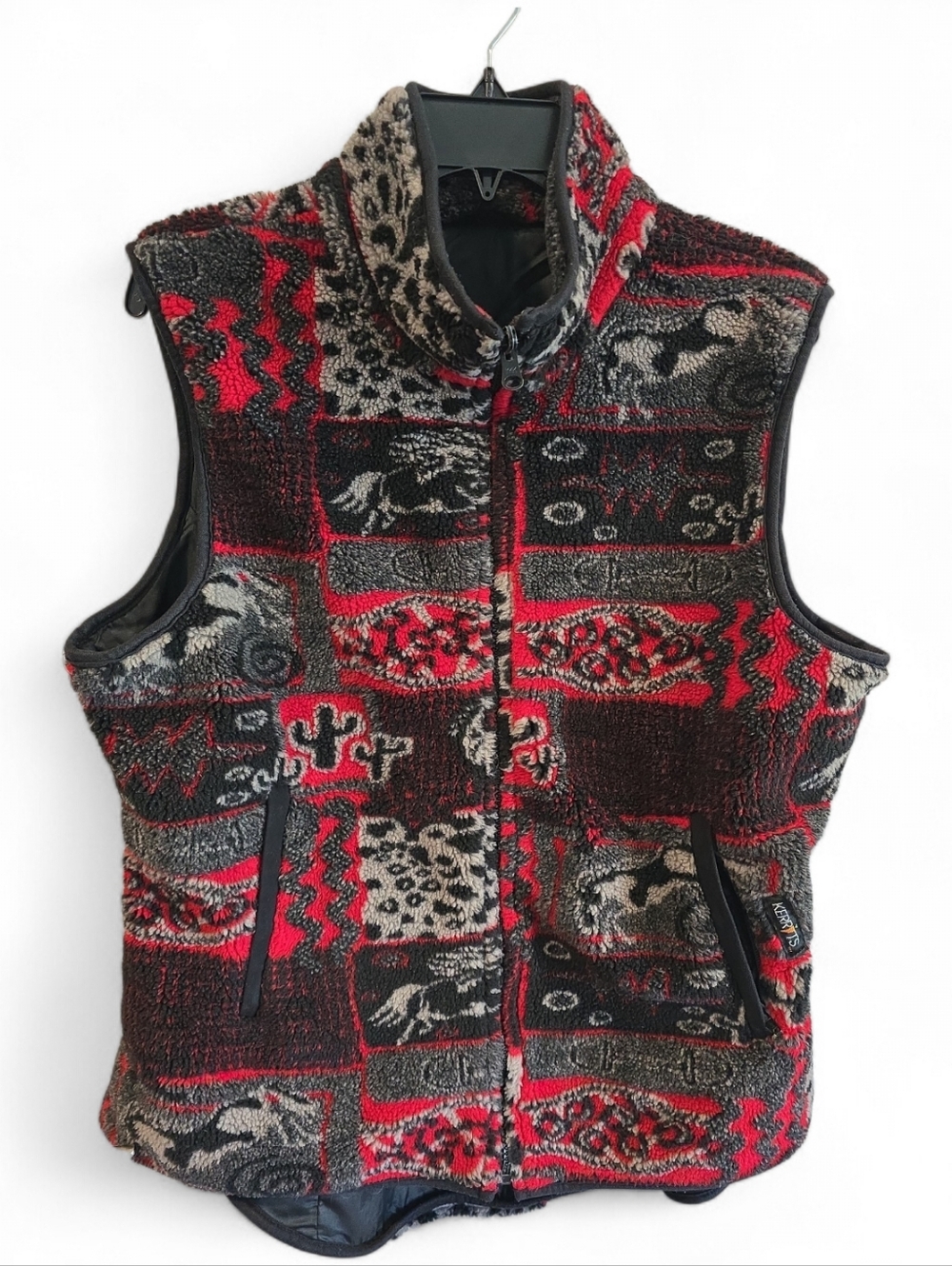 Kerrits Women's Reversible Vest Sz XL Black Red Gray Equestrian Horses Southwest